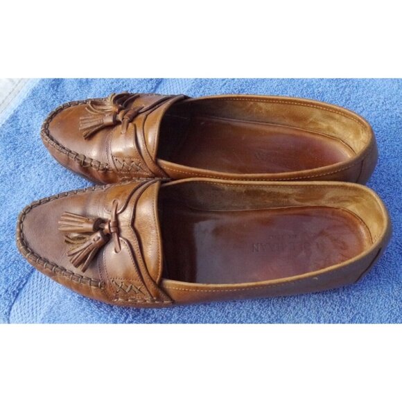 Cole Haan Loafers Tan Soft Leather Tasseled Slip On Shoes size 8.5 Made in Italy main image 8